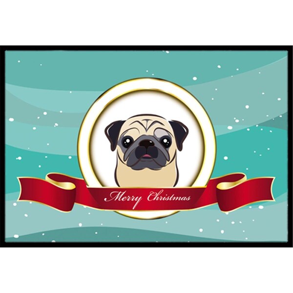 Carolines Treasures Fawn Pug Merry Christmas Indoor and Outdoor Mat- 18 x 27 in. BB1572MAT - main